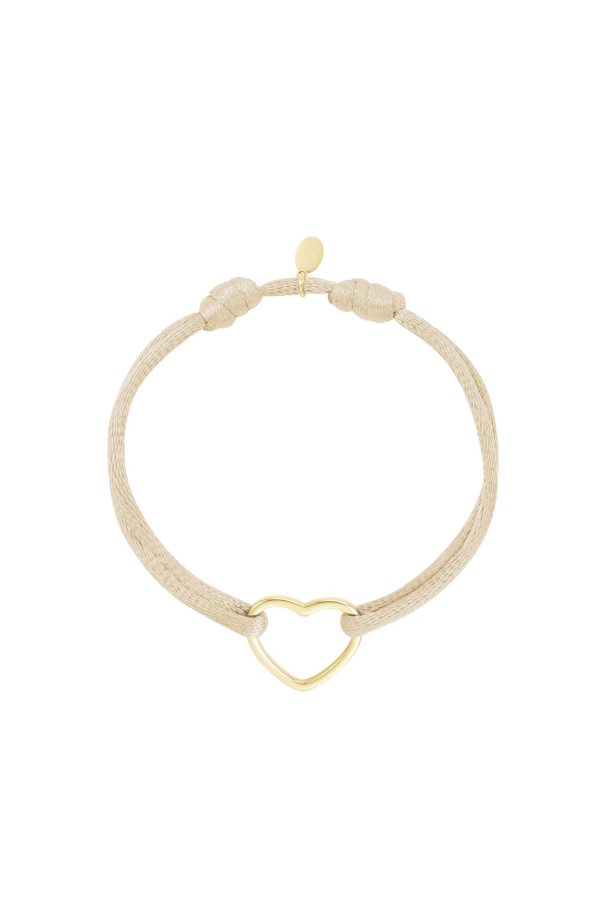 Fabric bracelet heart Champagne Stainless Steel