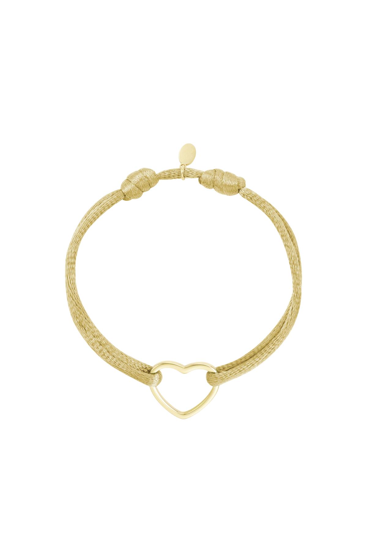 Bracciale in tessuto cuore Beige & Gold Stainless Steel h5 