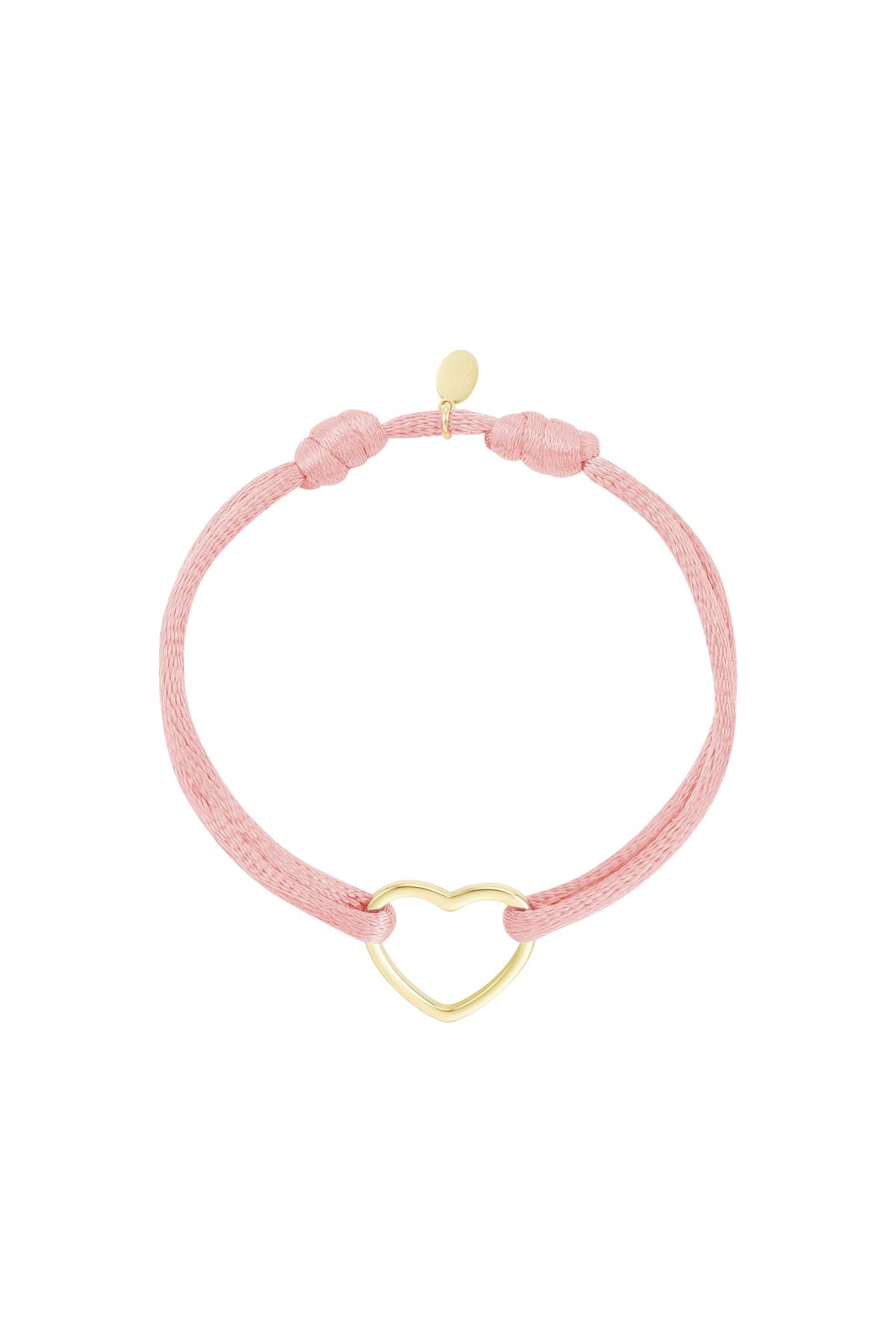 Fabric bracelet heart Pink & Gold Color Stainless Steel