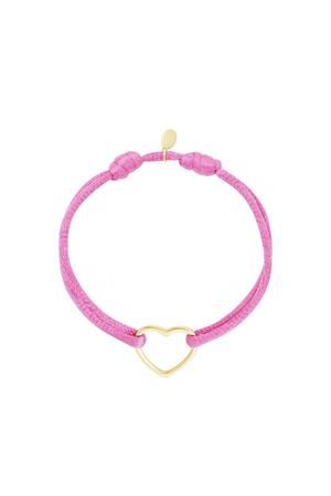Stoffen armband hart Roze Stainless Steel h5 