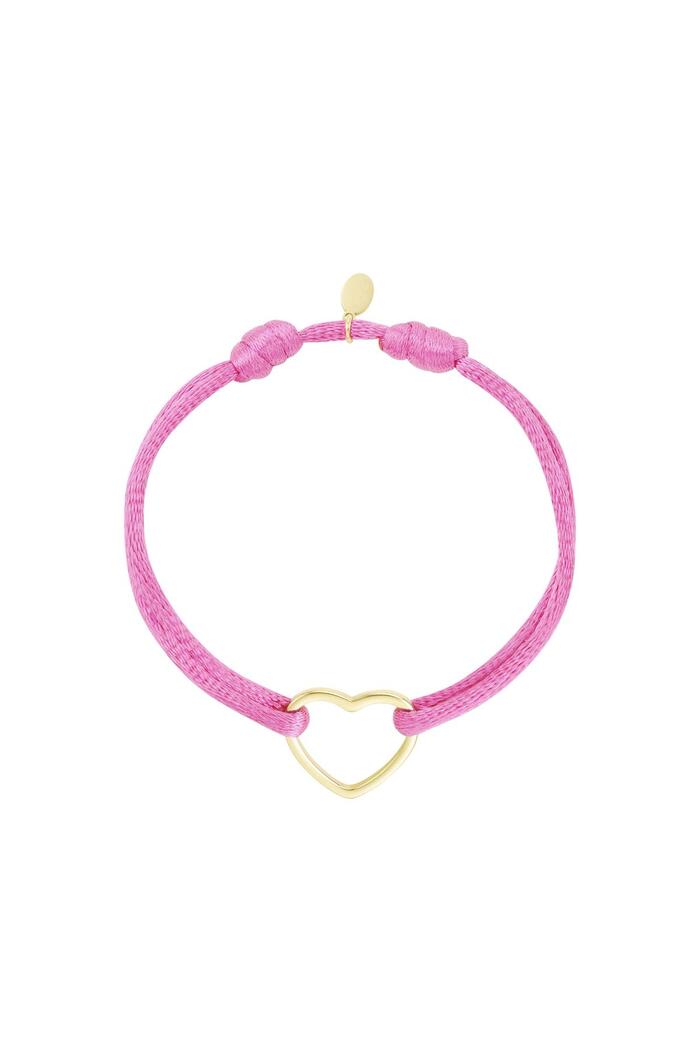 Stoffen armband hart Roze Stainless Steel 