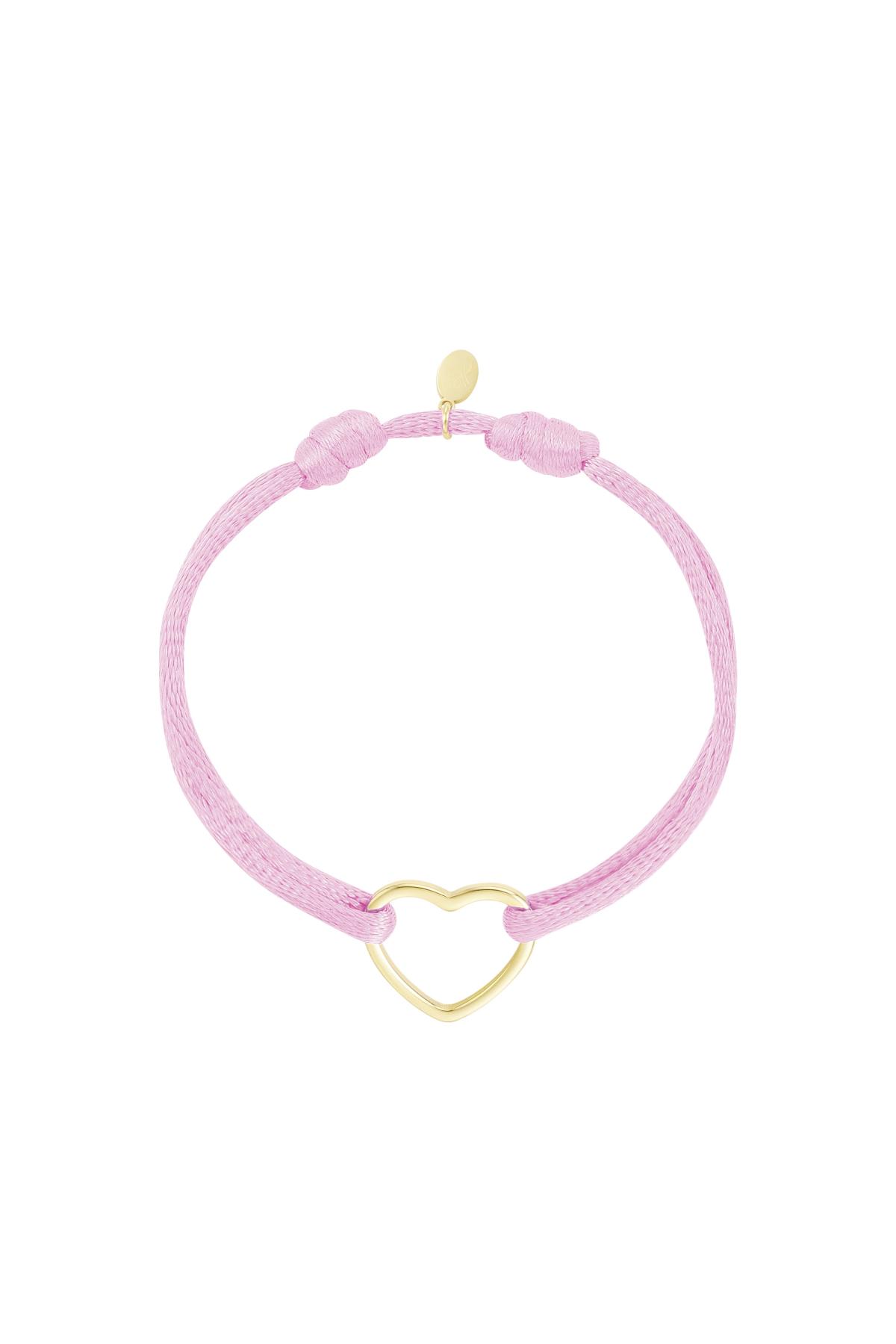 Fabric bracelet heart Pale Pink Stainless Steel 