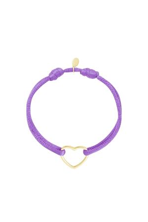 Fabric bracelet heart Lilac Stainless Steel h5 