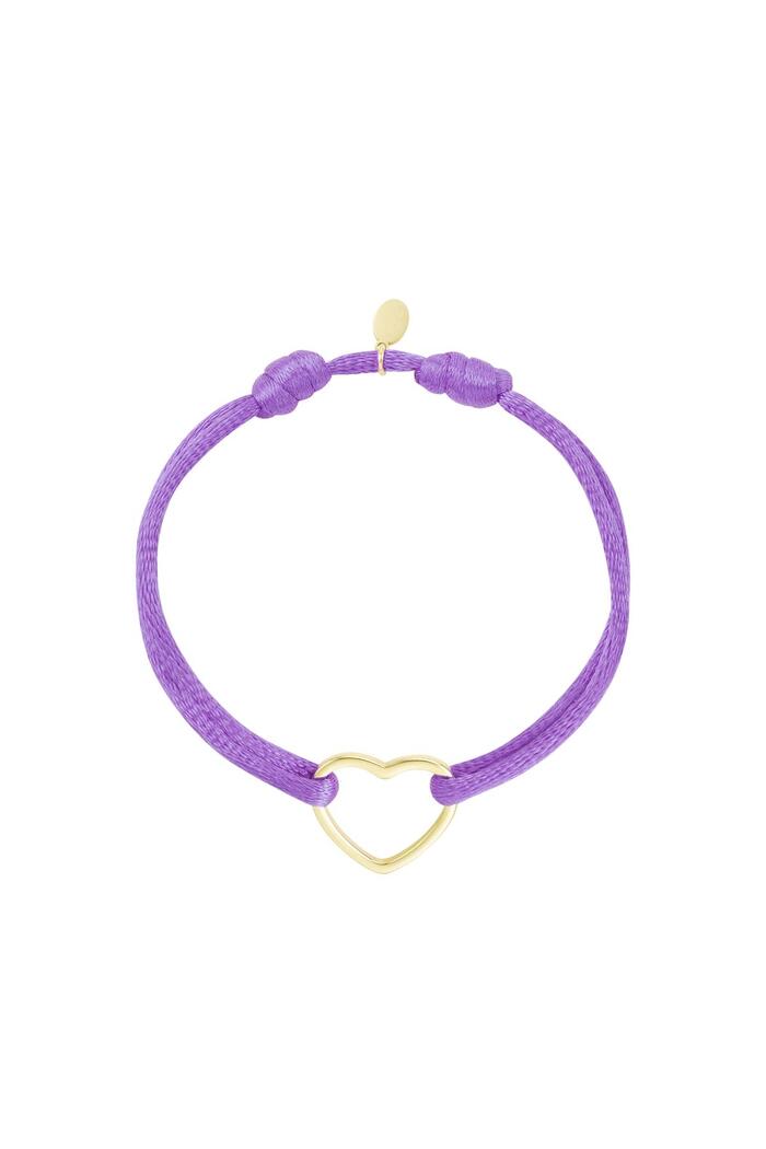 Fabric bracelet heart Lilac Stainless Steel 
