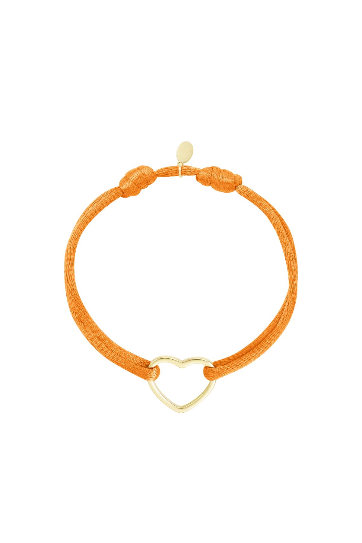 Bracelet coeur en tissu Orange & Or Acier inoxydable h5 