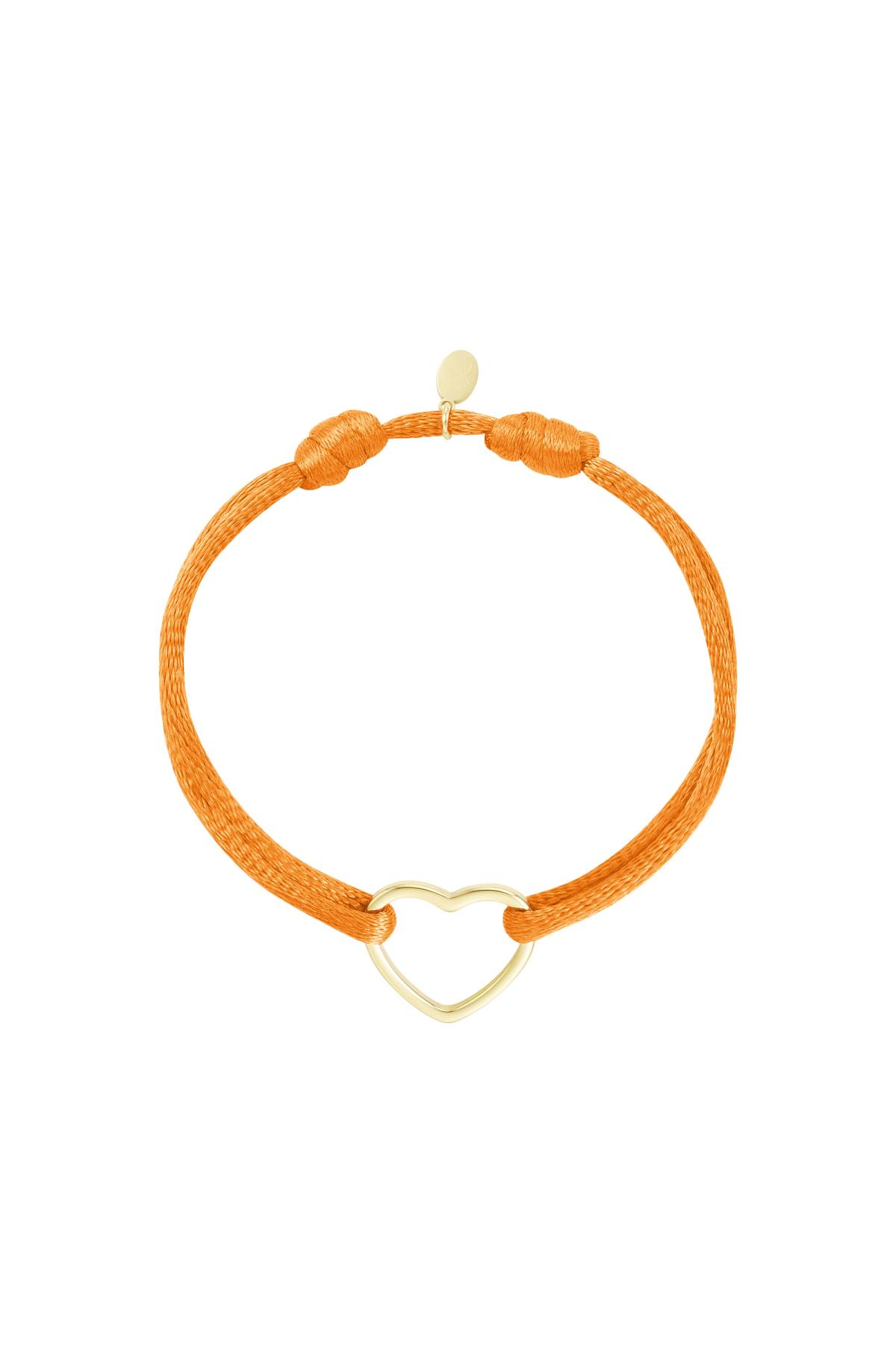 Fabric bracelet heart Orange & Gold Color Stainless Steel