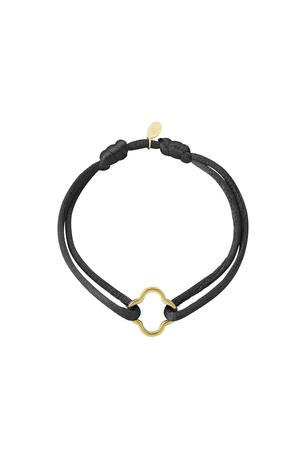 Fabric bracelet clover Black & Gold Stainless Steel h5 