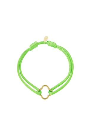 Stoffen armband klaver Green & Gold Stainless Steel h5 
