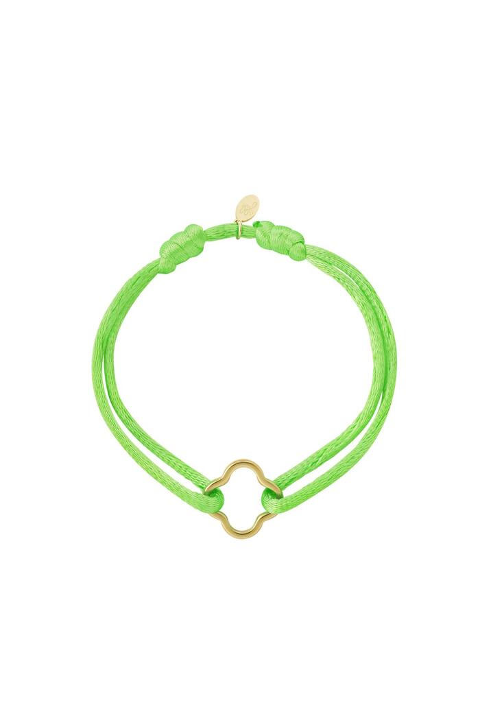 Stoffen armband klaver Green & Gold Stainless Steel 