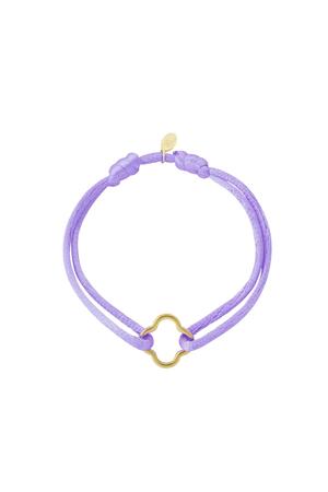Bracelet tissu trèfle Violet Acier inoxydable h5 