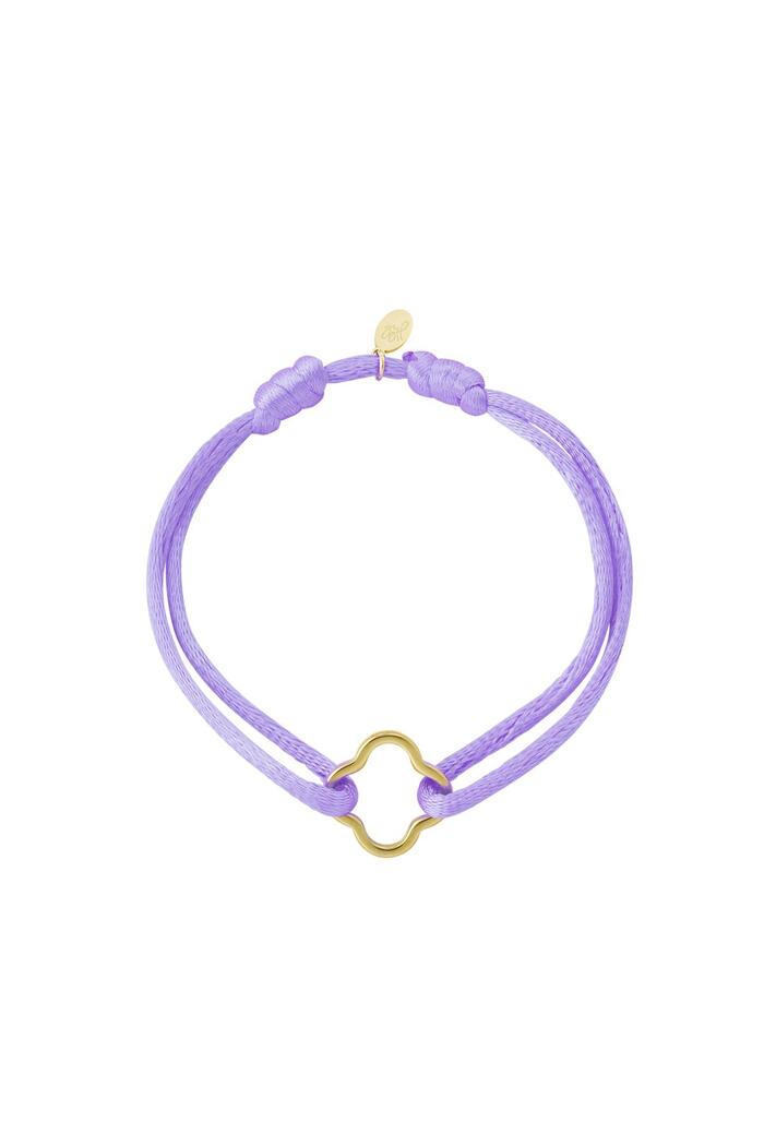 Fabric bracelet clover Purple Stainless Steel 