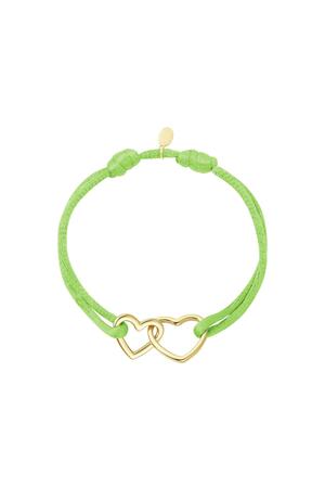 Stoffen armband hartjes Groen Stainless Steel h5 