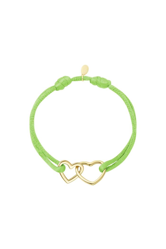 Fabric bracelet hearts Green Stainless Steel 