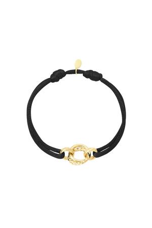 Cercle de bracelet en tissu Noir & Or Acier inoxydable h5 