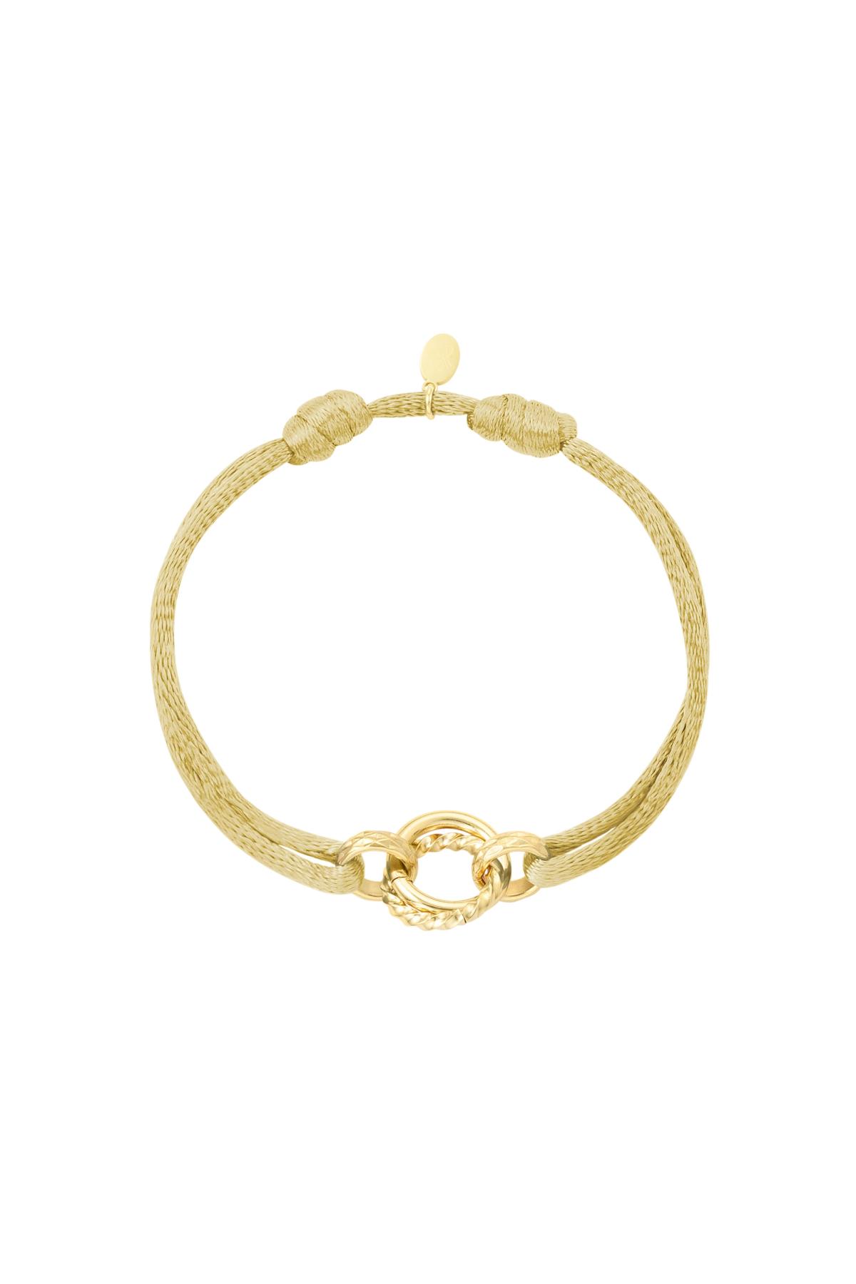 Fabric bracelet circle Beige & Gold Stainless Steel h5 