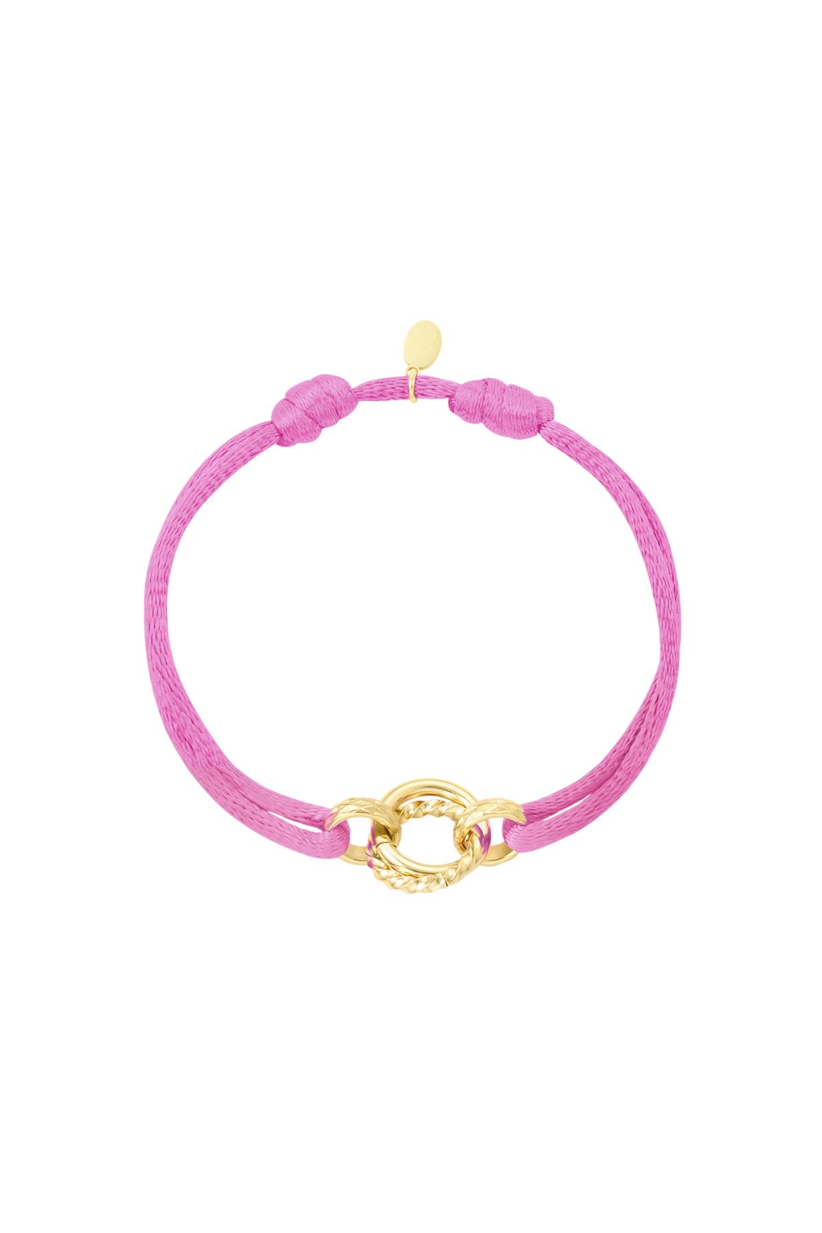 Fabric bracelet circle Pink & Gold Stainless Steel h5 