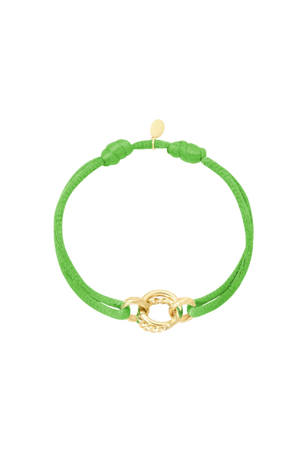 Stoffen armband cirkel Green & Gold Stainless Steel