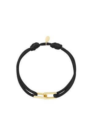 Fabric bracelet link Black & Gold Stainless Steel h5 