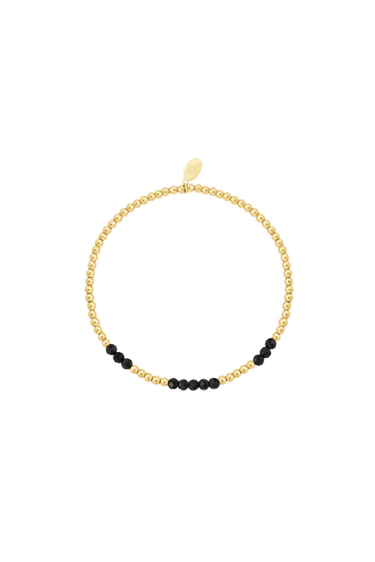 Pulsera de abalorios combinada - negro - colección Piedras naturales Negro & Oro Stone