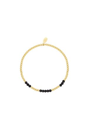 Bracelet perlé combiné - noir - Collection pierres naturelles Noir & Or Stone h5 