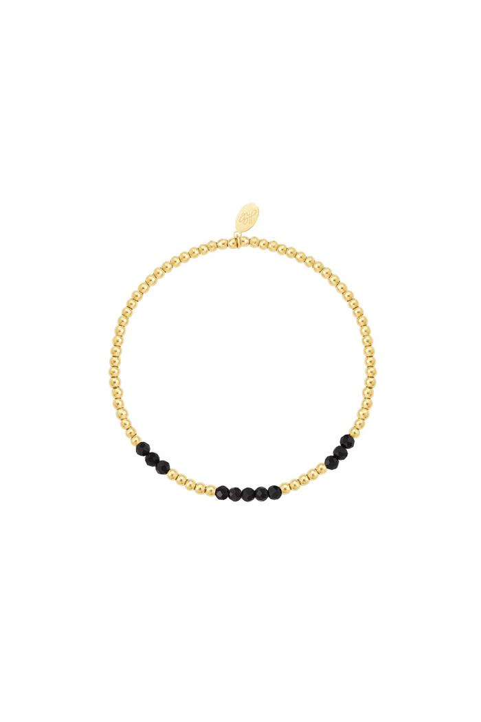 Bracelet perlé combiné - noir - Collection pierres naturelles Noir & Or Stone 