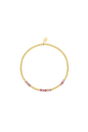 Kralen armband gecombineerd - roze - Natuurstenen collectie Pink & Gold Stone h5 