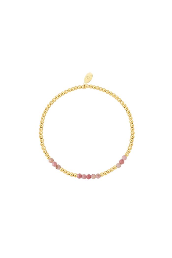 Kralen armband gecombineerd - roze - Natuurstenen collectie Pink & Gold Stone 