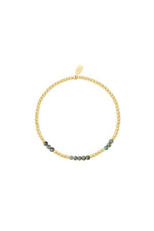 Bracelet perlé combiné - vert - Collection pierres naturelles Vert & Or Stone h5 