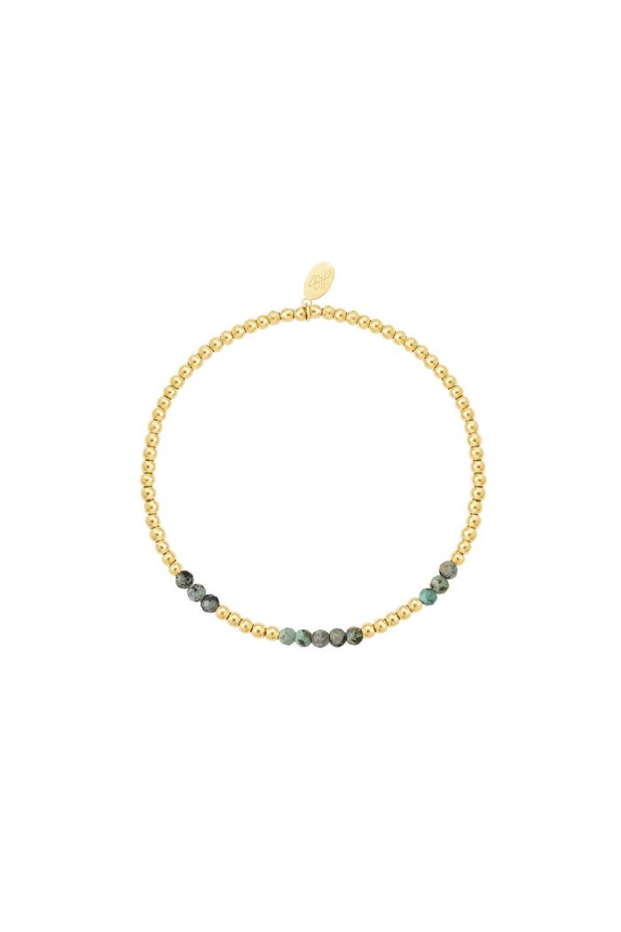 Bracelet perlé combiné - vert - Collection pierres naturelles Vert & Or Stone 