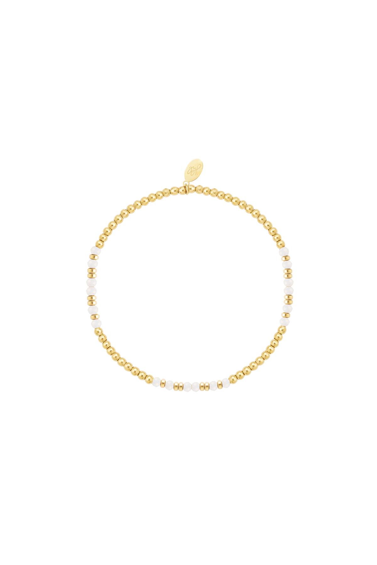 Bracelet perlé différentes perles - blanc - Collection pierres naturelles Or blanc Stone