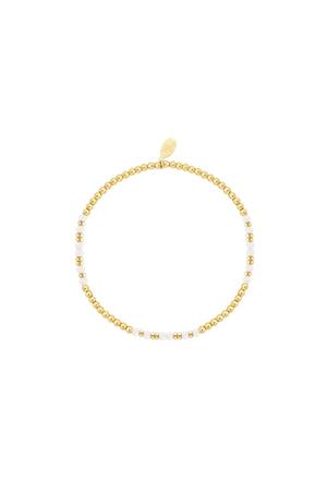 Bracelet perlé différentes perles - blanc - Collection pierres naturelles Or blanc Stone h5 