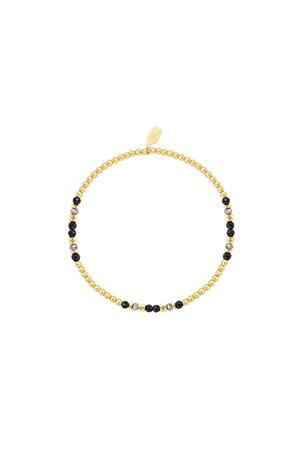 Bracelet perlé différentes perles - noir - Collection pierres naturelles Noir & Or Stone h5 