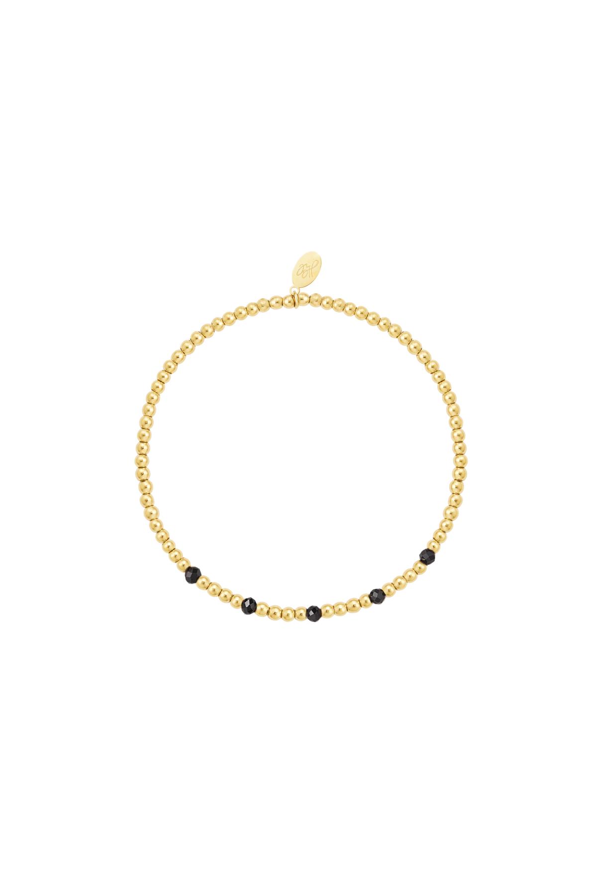 Beaded bracelet subtle - black - Natural stones collection Black & Gold Stainless Steel h5 