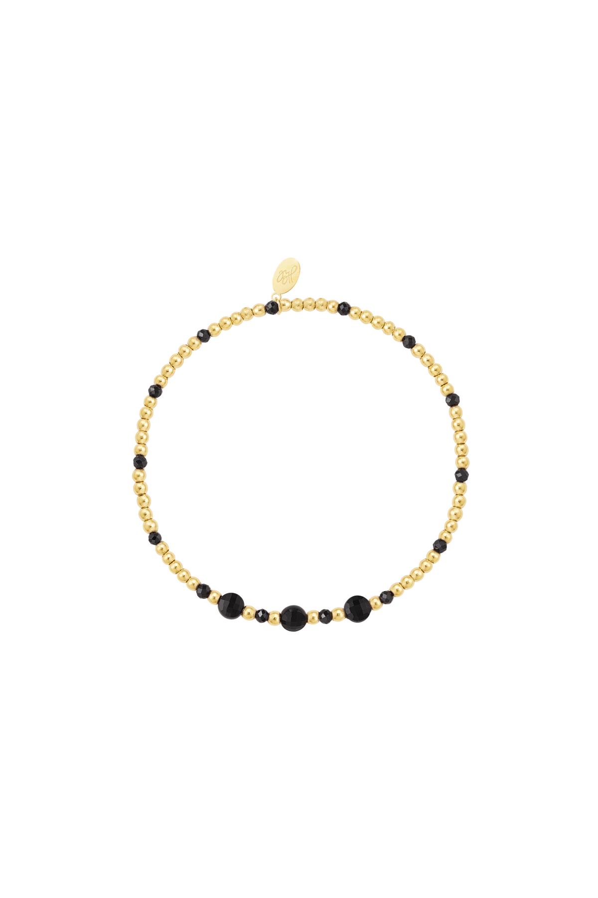 Beaded bracelet colorful - black - Natural stones collection Black & Gold Stainless Steel h5 