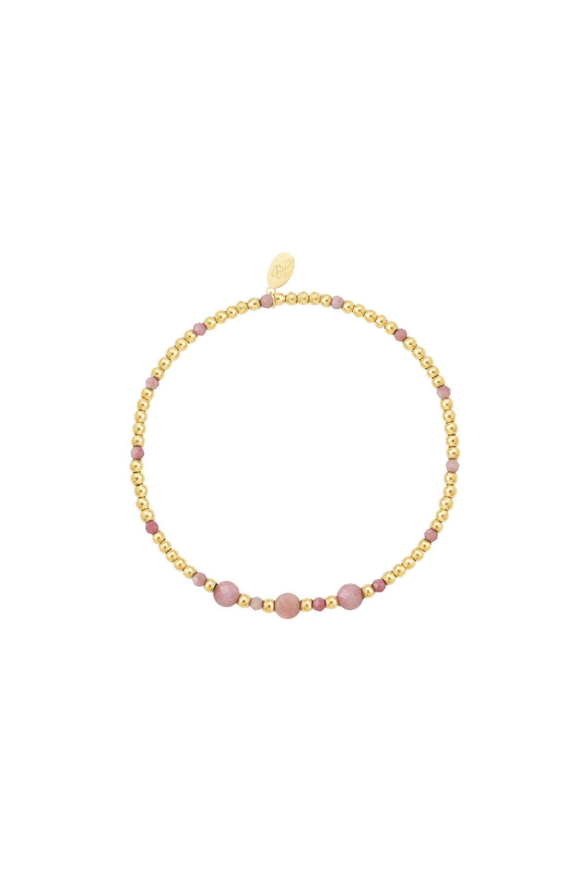 Perlenarmband fröhlich - rosa - Natursteinkollektion Rosè & Gold Edelstahl h5 