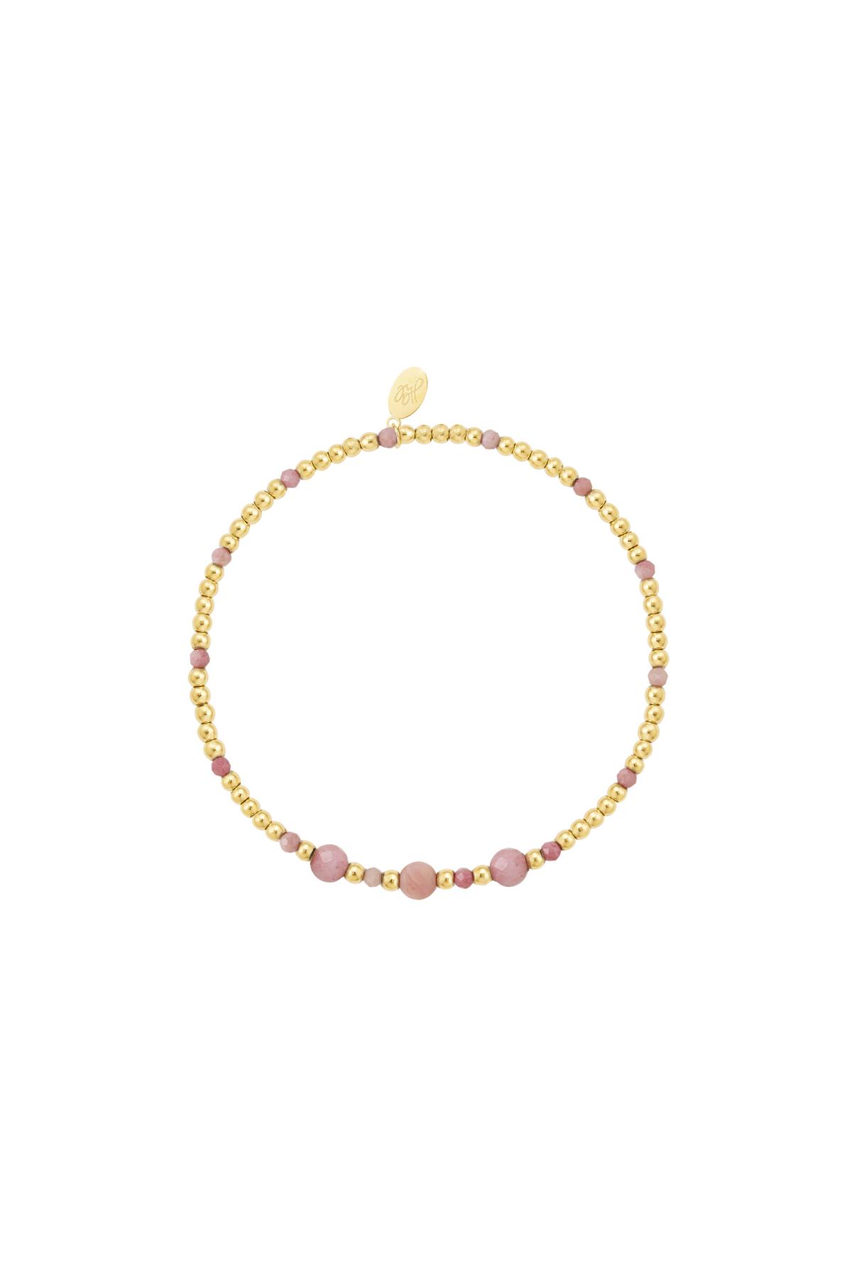 Beaded bracelet cheerful - pink - Natural stones collection Pink & Gold Color Stainless Steel