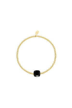 Bracelet perles avec grosse pierre - Collection pierres naturelles Noir & Or Acier inoxydable h5 