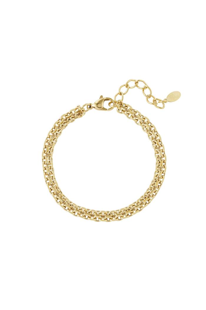 Bracelet wide links Gold Stainless Steel 