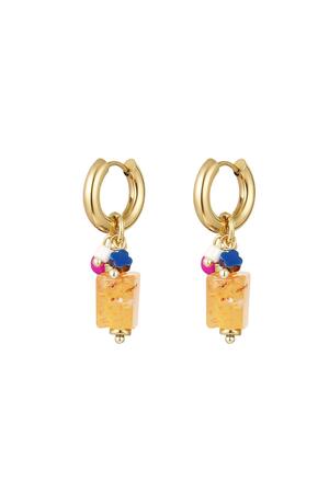 Earrings with colorful stones Gold Stainless Steel h5 
