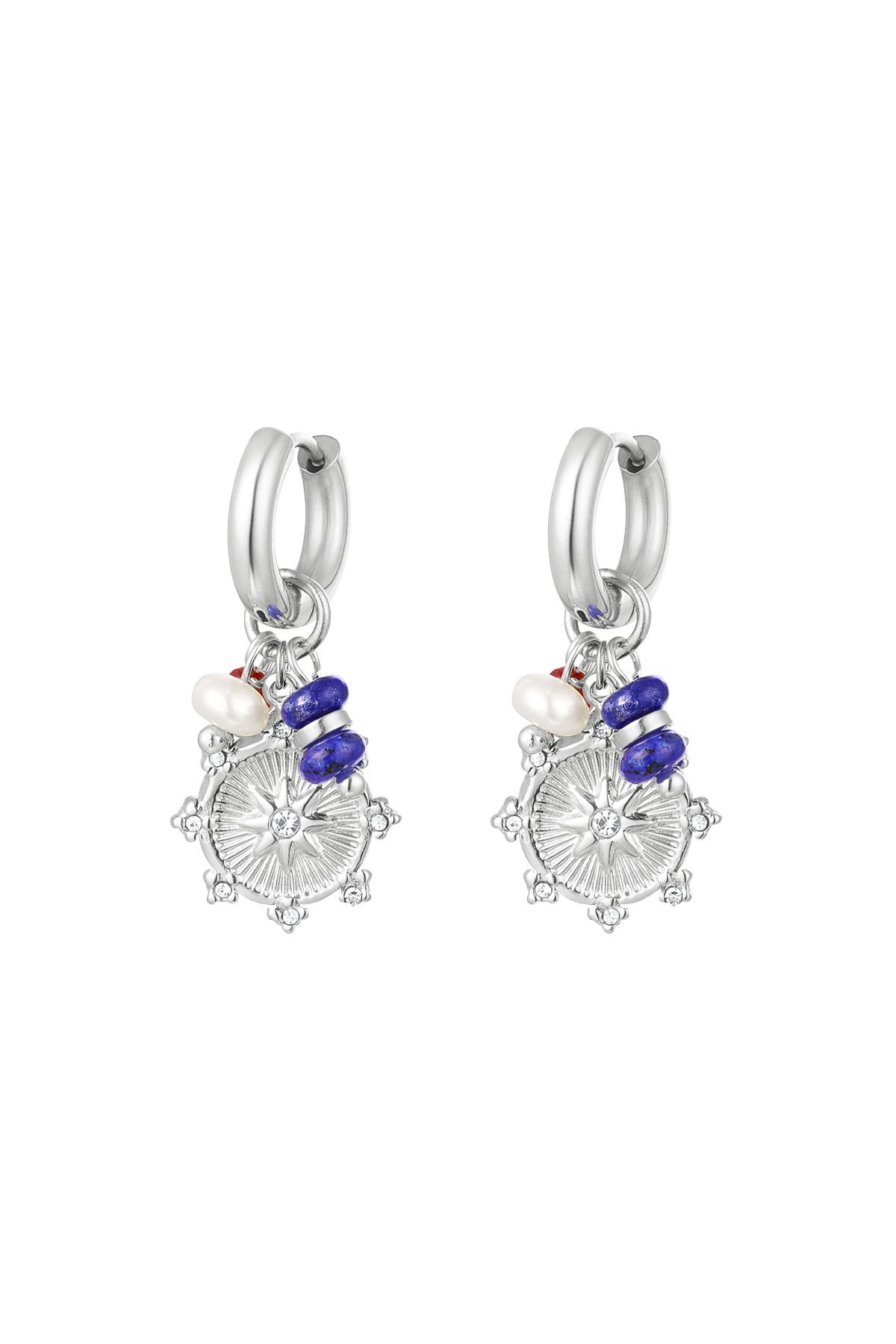 Boucles d'oreilles avec breloque et perles Argenté Acier inoxydable h5 