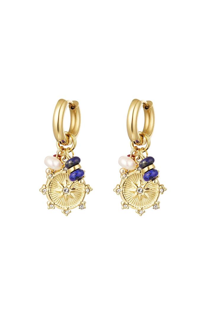 Earrings with charm and beads Gold Stainless Steel 