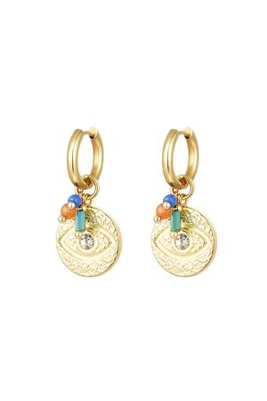 Earrings eye with beads Gold Stainless Steel h5 