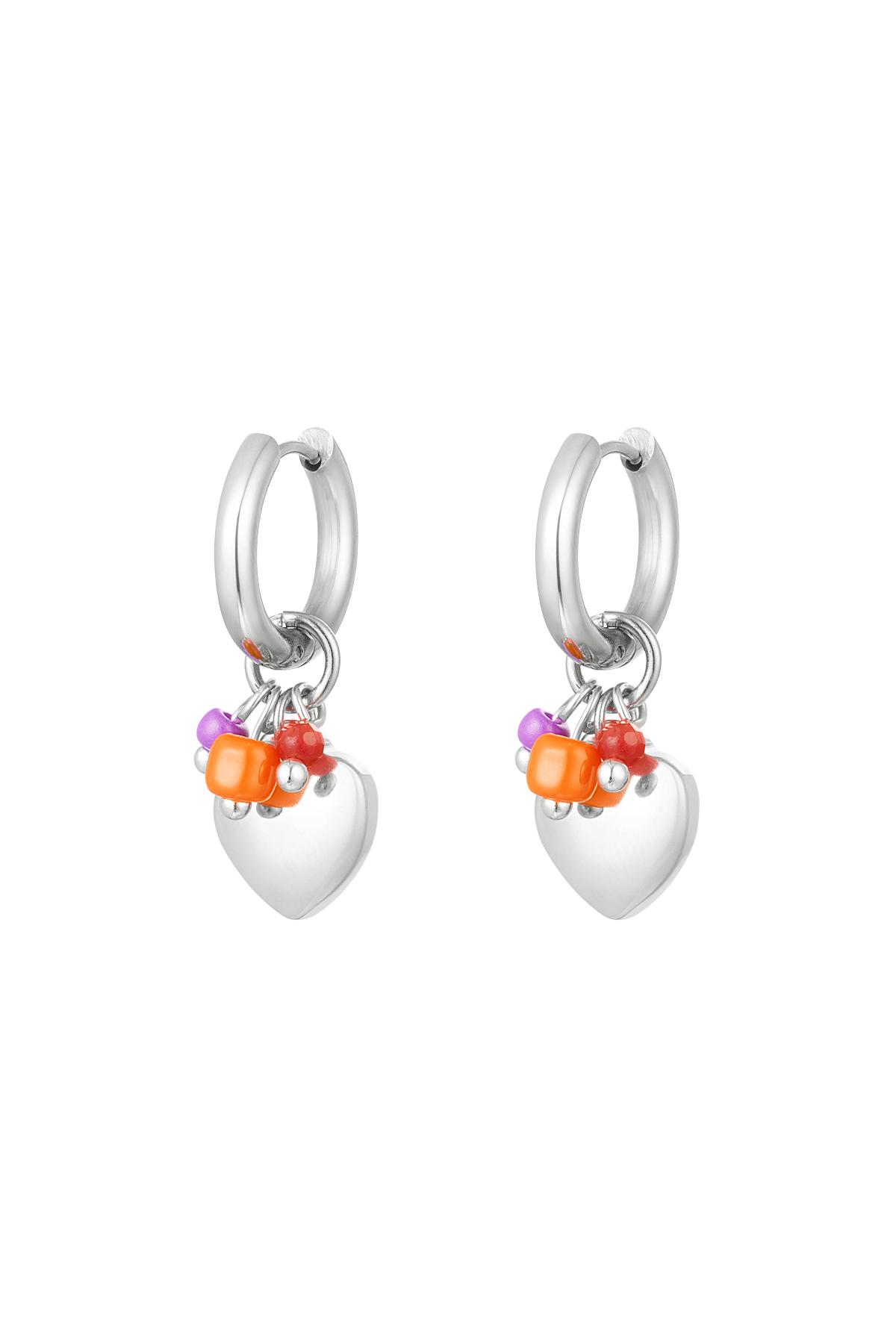 Boucles d'oreilles coeur avec perles Argenté Acier inoxydable 