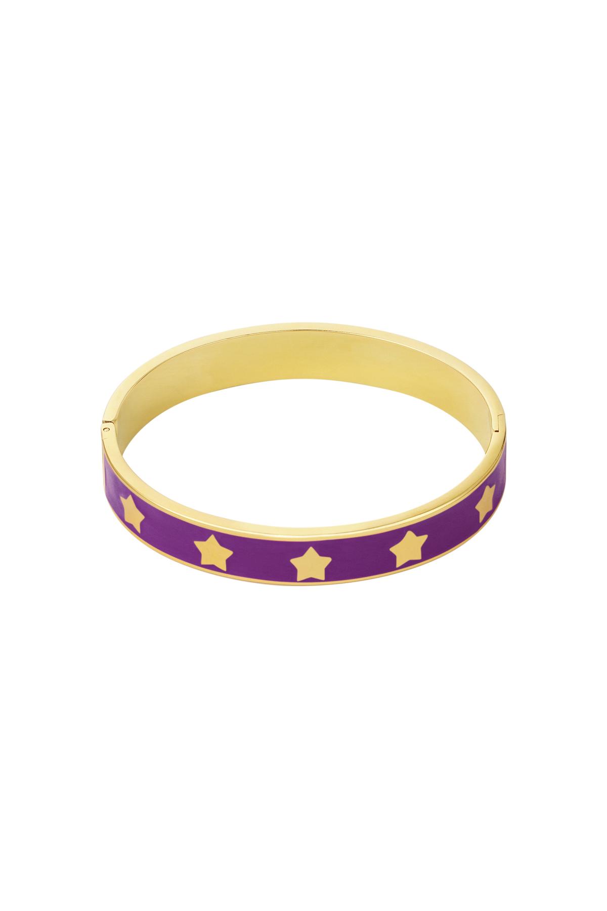 Pulsera esclava esmalte estrellas Morado Acero inoxidable