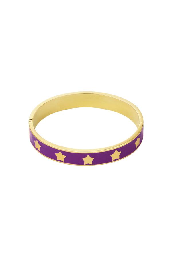 Bangle bracelet enamel stars Purple Stainless Steel