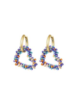 Earrings heart of glass beads Blue Stainless Steel h5 