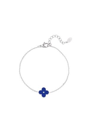Armband Emaille Blume Blau & Silber Edelstahl h5 