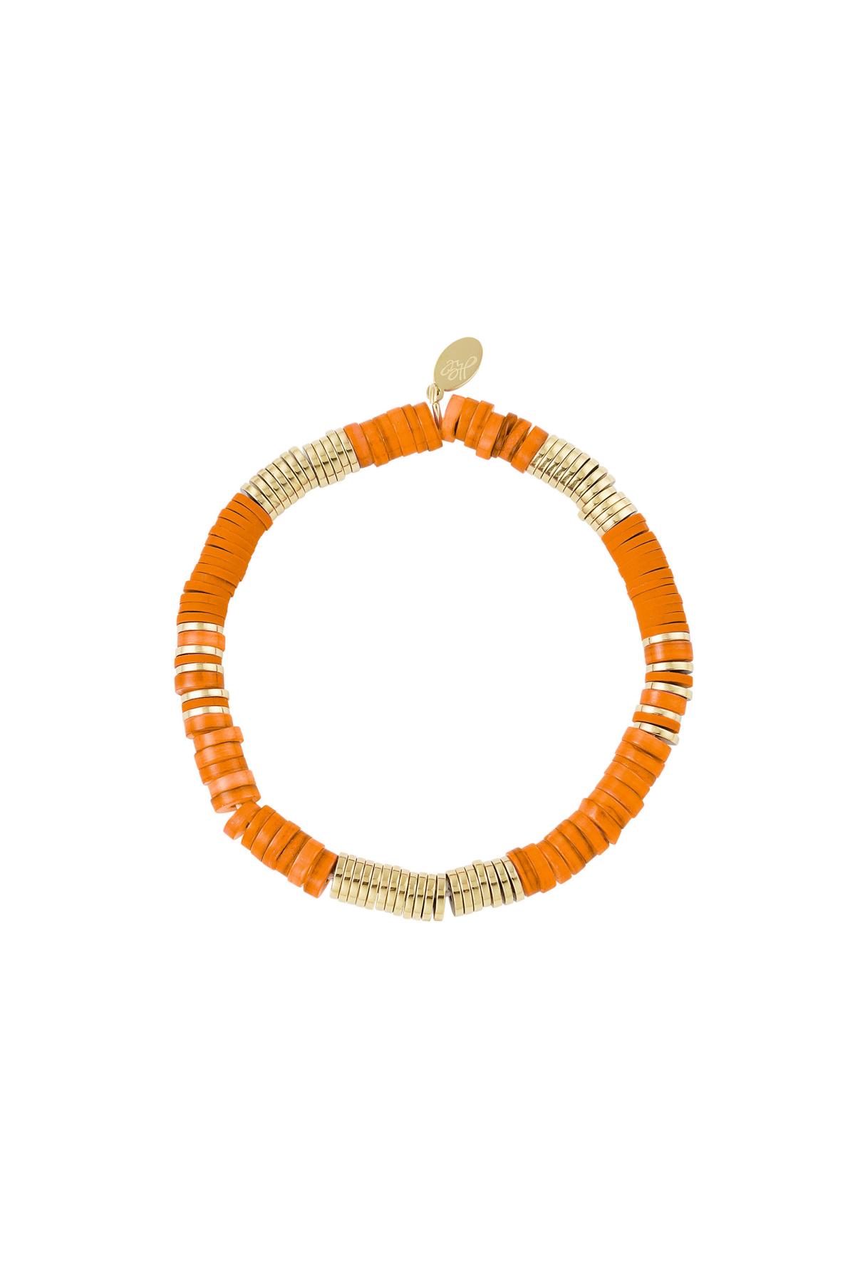 Bracelet différentes perles Orange & Or polymer clay h5 