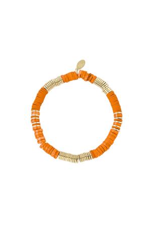 Bracelet different beads Orange & Gold polymer clay h5 