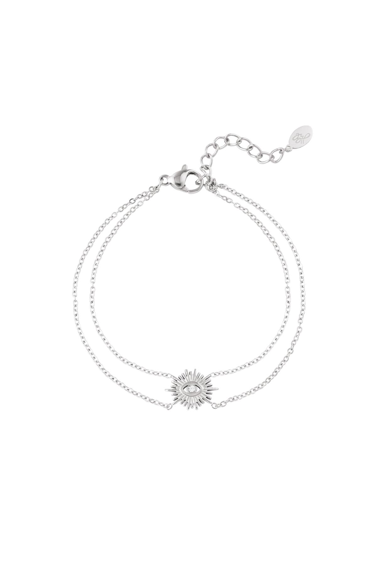 Bracelet double chain with charm Silver Stainless Steel h5 
